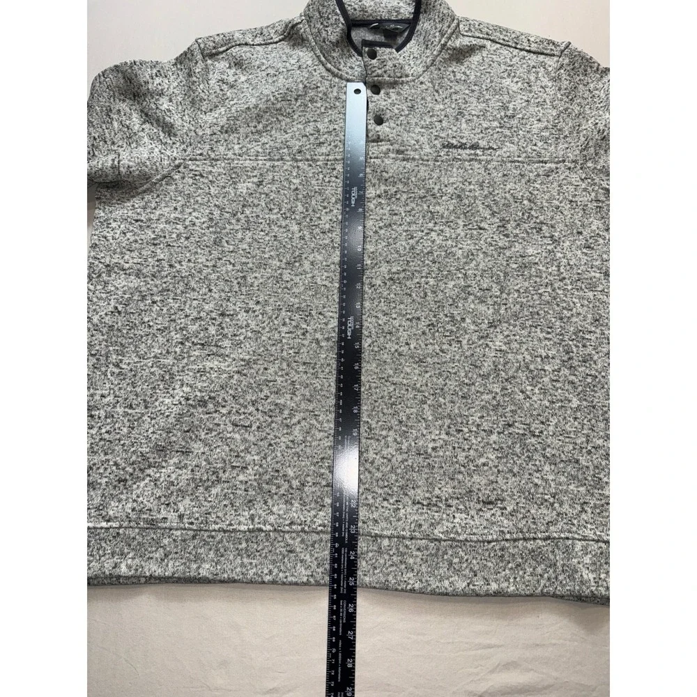 Mens Eddie Bauer Pullover Sweater Gray Marled Snap Neck 3XL‎ Heavyweight